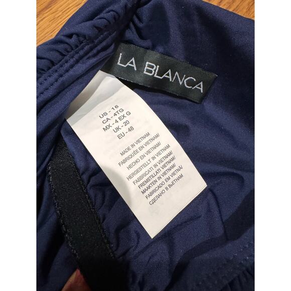 LA BLANCA  Island Goddess Shirred One Shoulder One Piece - Indigo size 16 - Picture 11 of 11